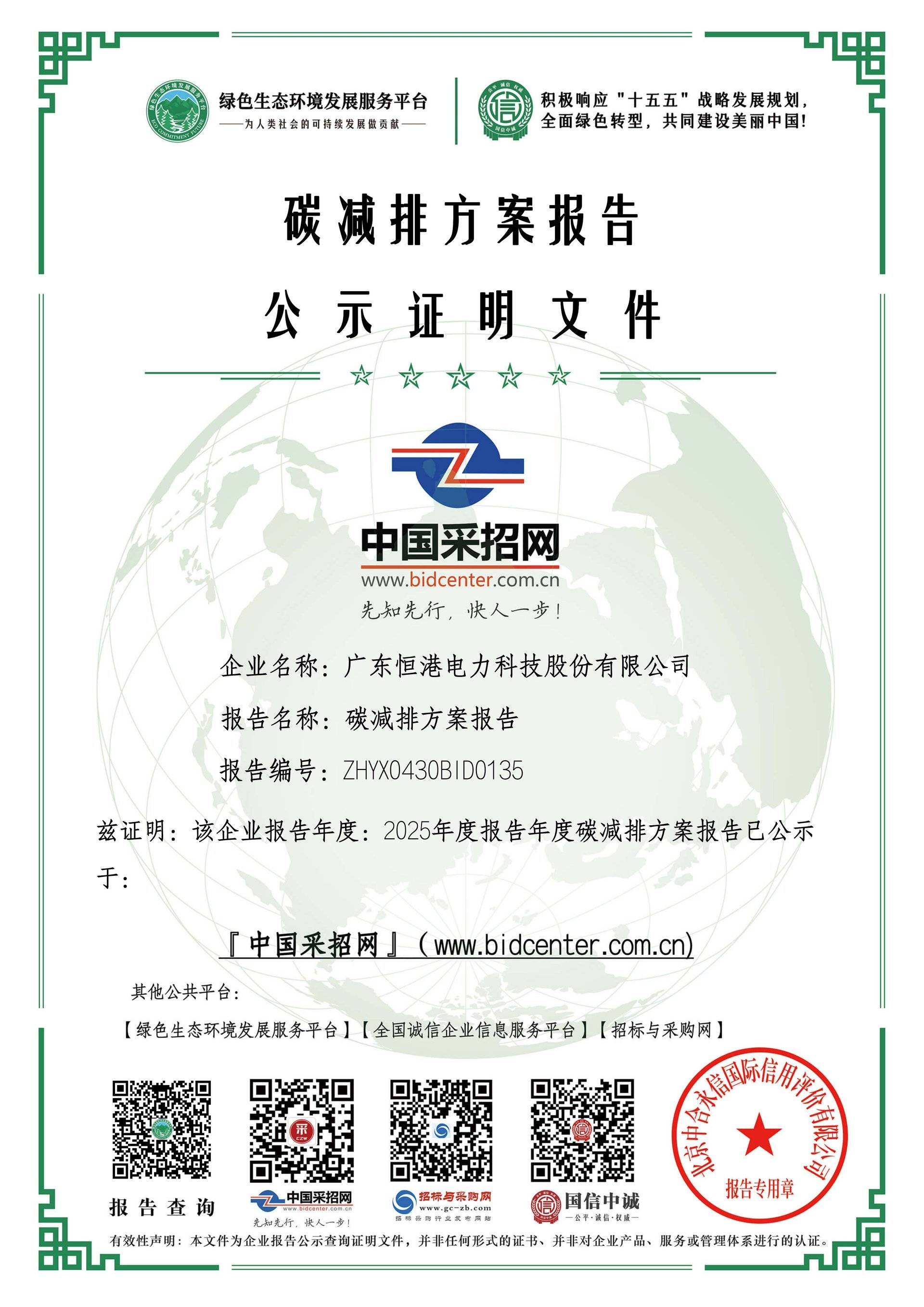 碳减排计划证明